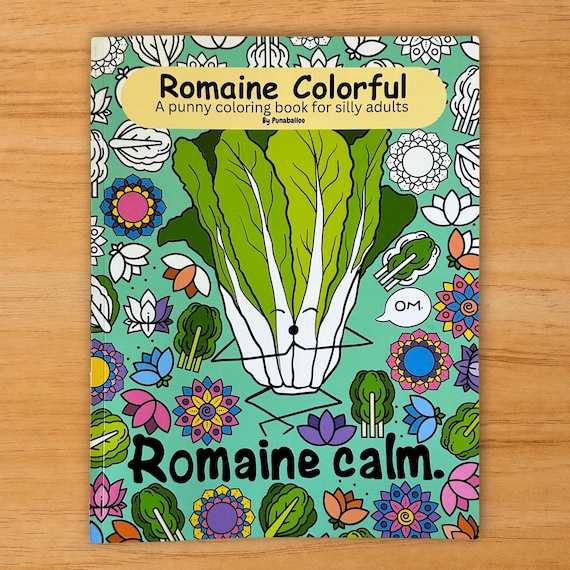 Adult Coloring Book, Hand-Drawn Funny Food Puns, Unique Physical Coloring Book