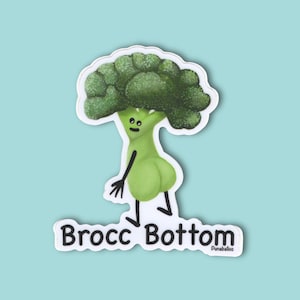 Funny Broccoli Pun Sticker: Brocc Bottom Vinyl Decal