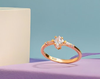 Elegant Dainty Cute Kite Diamond Bridesmaid Gifts for Wedding Day • Birthday Gifts for Wife • Moissanite Kite Cut Wedding Ring