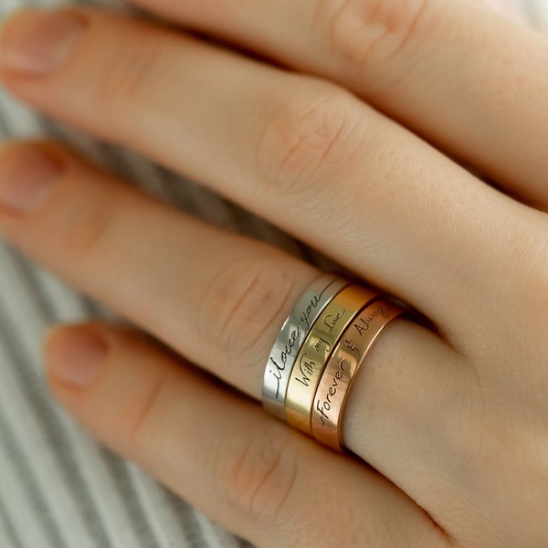 Handwriting Ring • Actual Handwriting Ring • Memorial Band Ring • Eternity Ring • Unisex Wedding Band • Keepsake Ring • Custom Gift Ring