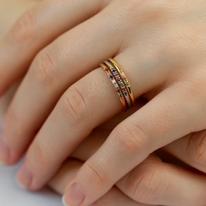 14K Dainty Birthstones Ring • Family Multi-Stone Ring • Custom Ring • Birthstone Ring in Solid 14K Yellow • White and Rose Gold • Multistone
