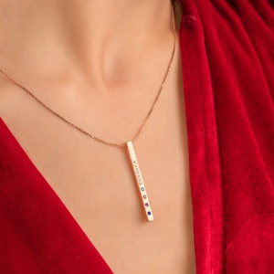 Personalized Birthstone Necklace • Bar Necklace • Custom Name Necklace • Gifts for Her • Custom Engraved Birthstone • Bar Engraving Necklace