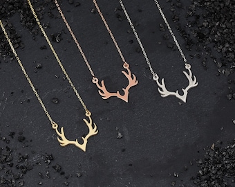 Deer Necklace • Sterling Silver Antler Necklace • Elk Antler Pendant • Horn Necklace • Nature Necklace • Deer Lovers Necklace • Unisex Gift