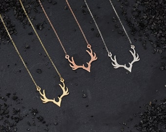 Deer Necklace • Sterling Silver Antler Necklace • Elk Antler Pendant • Horn Necklace • Nature Necklace • Deer Lovers Necklace • Unisex Gift