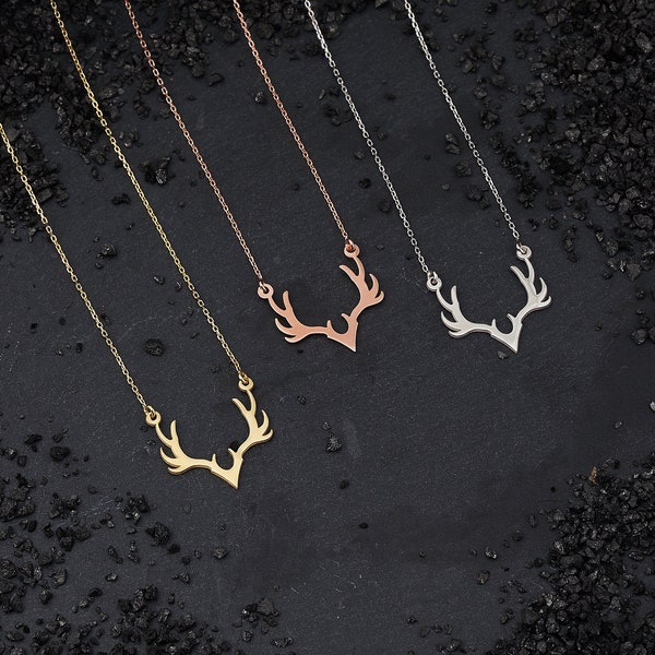 Deer Necklace • Sterling Silver Antler Necklace • Elk Antler Pendant • Horn Necklace • Nature Necklace • Deer Lovers Necklace • Unisex Gift