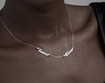 Collier multi-prénoms • Prénoms d'enfants personnalisés en argent sterling • Collier multi-prénoms personnalisé • Cadeau personnalisé pour la famille