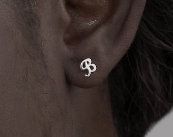 Gift for Her Script Initial Earrings • Custom Letter Earrings • Dainty Studs • Classic Initial Studs • Personalized Name Earrings