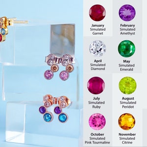 Personalisierte Birthstone Ohrstecker • Ihre Familie Birthstones • Cluster Stein Ohrstecker • Besties passende Ohrringe Geschenk