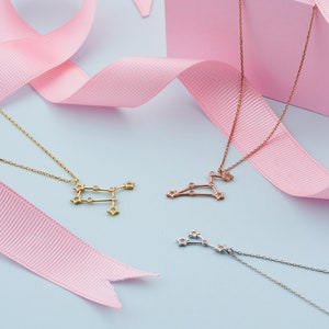 Custom Zodiac Necklace • Sterling Silver | 14K Solid Gold Astrological Star Sign • Personalized Zodiac Necklace • Special Birthday Gift