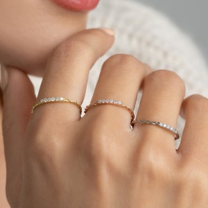 Twisted Diamond Band • Stacking Wedding Ring • Engagement Ring • Anniversary Ring • Eternity Ring • Minimalist Ring • Perfect Gift for Her