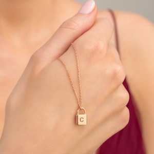 Initial Lock Necklace • Padlock Necklace • Mini Lock Pendant • Engraved Lock Necklace • Letter Necklace • Gift For Her • Personalized Gift