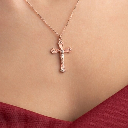 Crucifix Necklace Holy Cross Necklace Lord Necklace Etsy