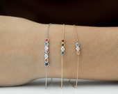 Sterling Silver Multi-Birthstone Bracelet Multi-Stone Family Birthstone Bracelet Dainty Birthstone Bracelet Personalized Mothers Gift