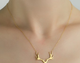 Personalized Gift Antler Necklace Couples gift Bridal gift Country Southern Valentines Day Gift Deer Antler Necklace Gold Antler
