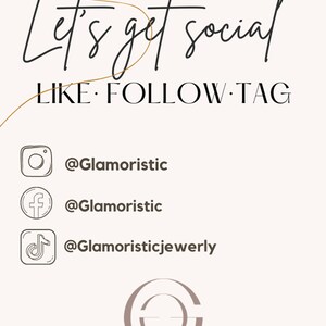 May include: Let's get social. Like, follow, and tag @Glamoristic on Instagram, Facebook, and TikTok. The image features a stylized logo of a double circle with the word "Glamoristic" below it.