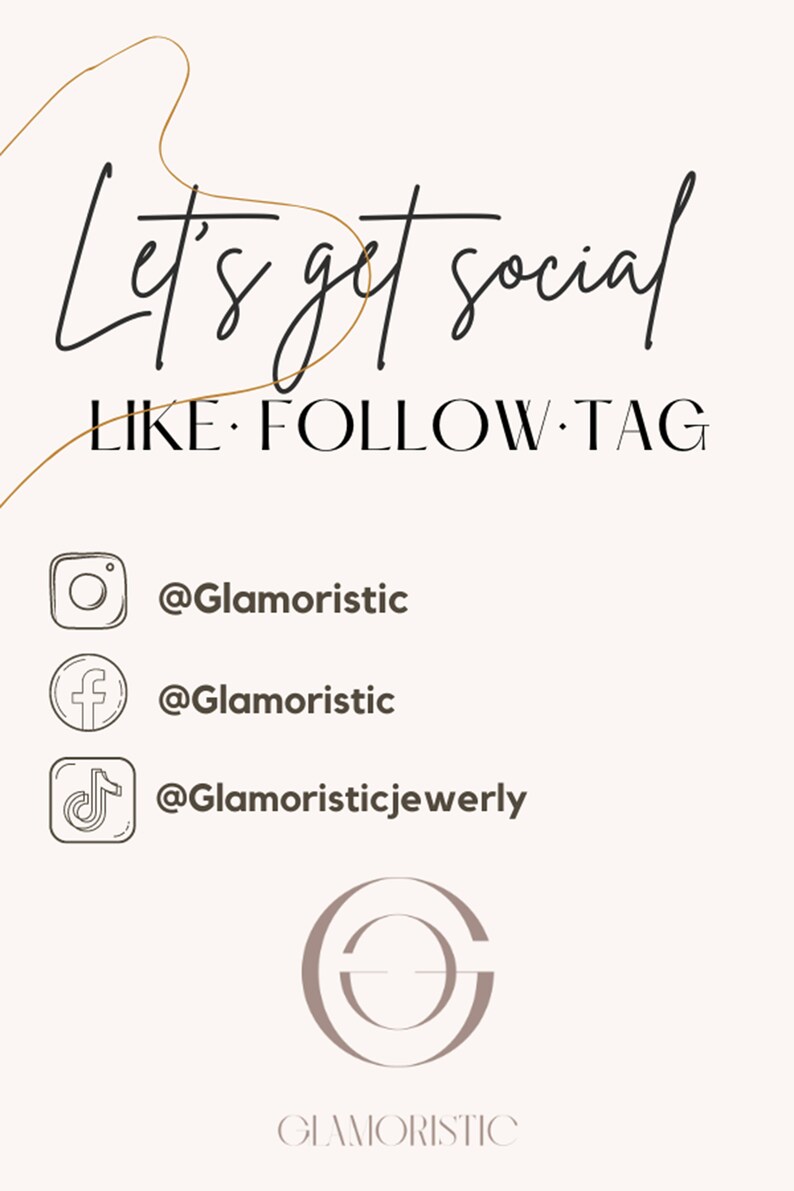 May include: Let's get social. Like, follow, and tag @Glamoristic on Instagram, Facebook, and TikTok. The image features a stylized logo of a double circle with the word "Glamoristic" below it.