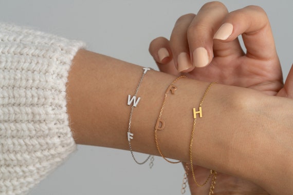 Buy 14k Solid Gold Name Bracelet-İnitial Bracelet-letter Bracelets-personalized  Bracelet-dainty Bracelet-gift for Her,personalized Gift-jx11 Online in  India - Etsy