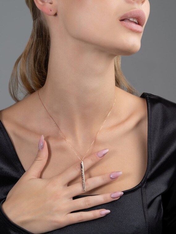 Custom Bar Necklace • Sterling Silver Necklace • Engraved Necklace • Bridesmaid Necklace • Coordinate Necklace • Custom Anniversary Gift