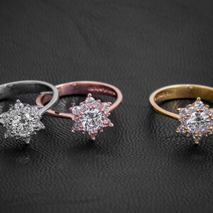 Star Diamond Ring • Engagement Ring • Floral Ring • Sunburst Ring ...
