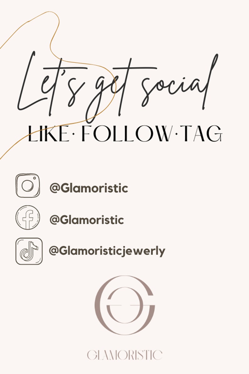 May include: Let's get social. Like, follow, and tag @Glamoristic on Instagram, Facebook, and TikTok. The image features a stylized logo of a double circle with the word "Glamoristic" below it.