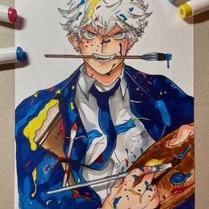 Arte original de Yatora del período azul dibujado a mano