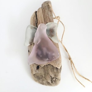 ZELDZAAM echt paars zeeglas engelornament | Cadeaus en decoratie voor de feestdagen aan de kust