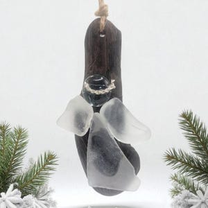 Angel Ornament | Genuine Seaglass | Coastal Holiday Gifts & Decor | Christmas Tree Ornament | Rustic Home Decor | Guardian Angel Sun Catcher