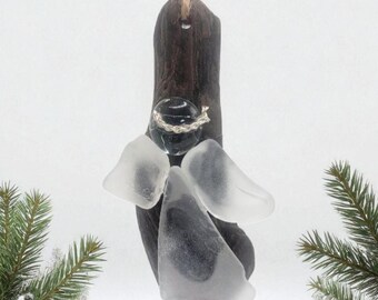 Angel Ornament | Genuine Seaglass | Coastal Holiday Gifts & Decor | Christmas Tree Ornament | Rustic Home Decor | Guardian Angel Sun Catcher