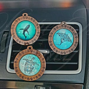 Wooden Ocean Animal Car Vent Clips | Shark | Sea Turtle | Stingray | Car Accessories | Air Freshener | Car Charms | Car Oil Diffuser