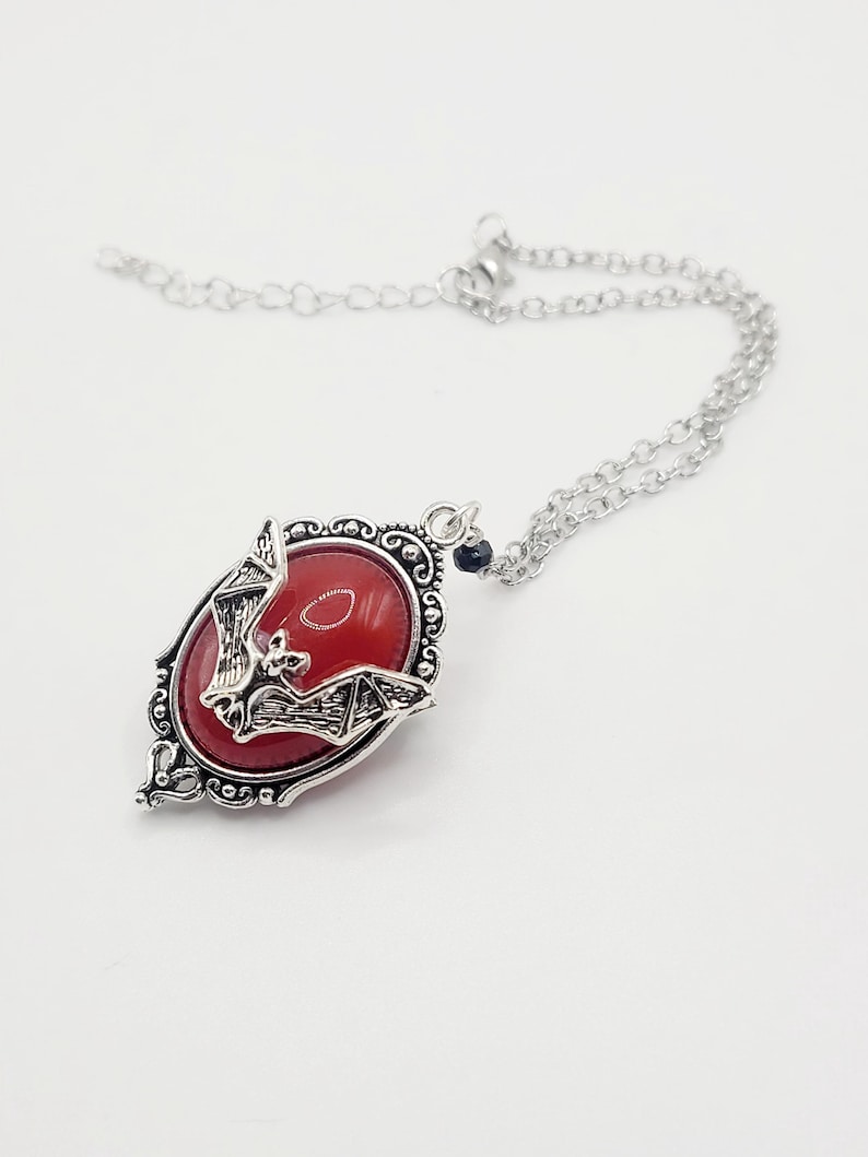 Gothic Bat Car Charm: Spooky Rearview Mirror Hanging Large Red Bat