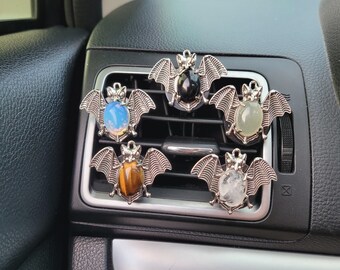 Goth | Bat Gemstone Vent Clip | Healing | CAR AIR FRESHENER | Witchy | Halloween Car Charm | Car Essential Oil Diffuser