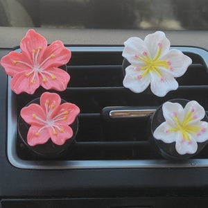 2 Tropical Flower Car Vent Clips | CAR AIR FRESHENER | Car Charms | Car Essential Oil Diffuser