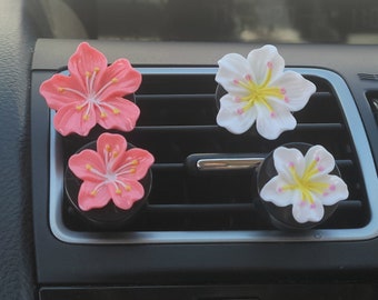 2 Tropical Flower Car Vent Clips | CAR AIR FRESHENER | Car Charms | Car Essential Oil Diffuser