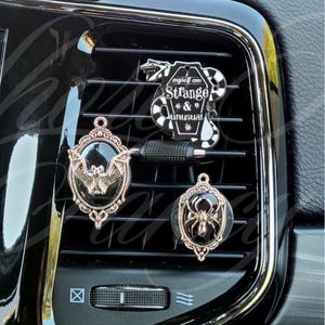 Gothic Bat & Spider Car Air Freshener Vent Clip: Witchy Halloween Charm