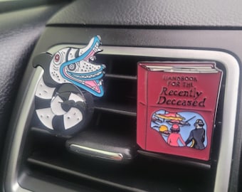Sandworm & Handbook Car Air Freshener Vent Clip: Spooky Car Charm