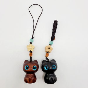 Sandalwood Cat Keychain | Cell Phone Chain | Handbag Accessories Chain |  Charm