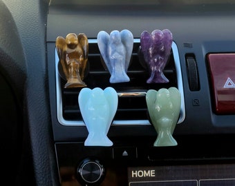 Gemstone Angel Car Vent Clip: Essential Oil Diffuser, Healing Crystals