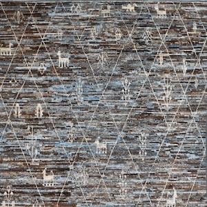 Handgeknoopt Afghaans tapijt van 1,8 x 2 m: moderne tribale berberstijl