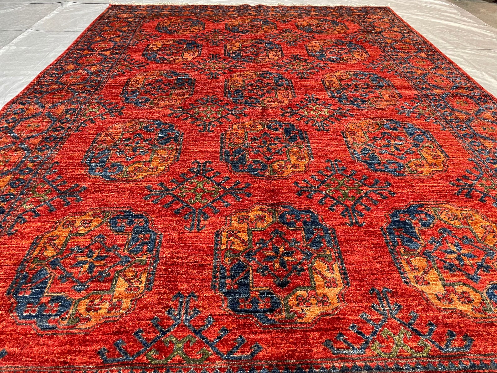 6x9 Handgeknüpfter Afghanischer Teppich Roter Teppich Ersari | Etsy