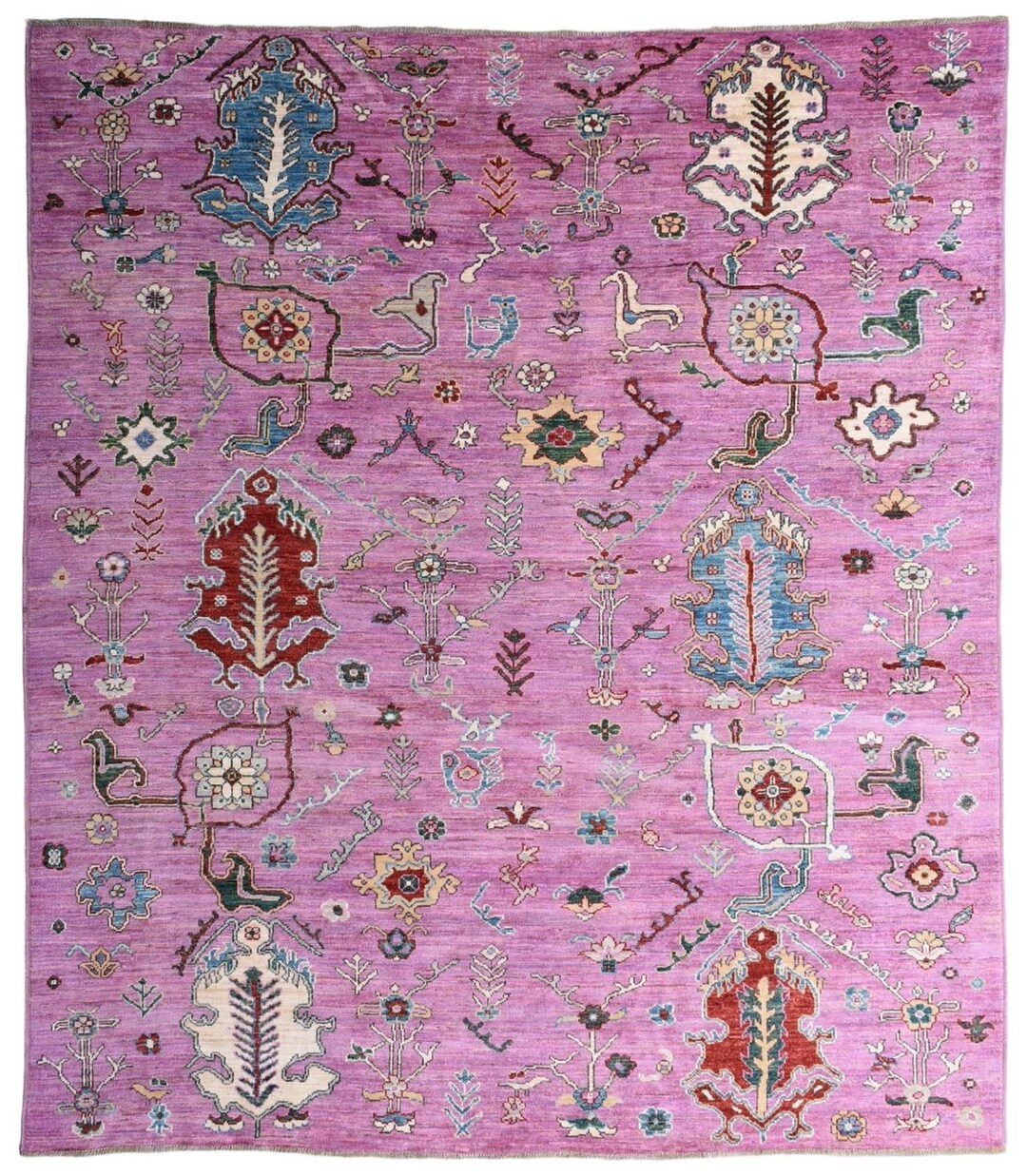 Pushak Rug Pink Ushak Rug: 8x10 Ft, Handmade Wool Afghan Rug - Etsy