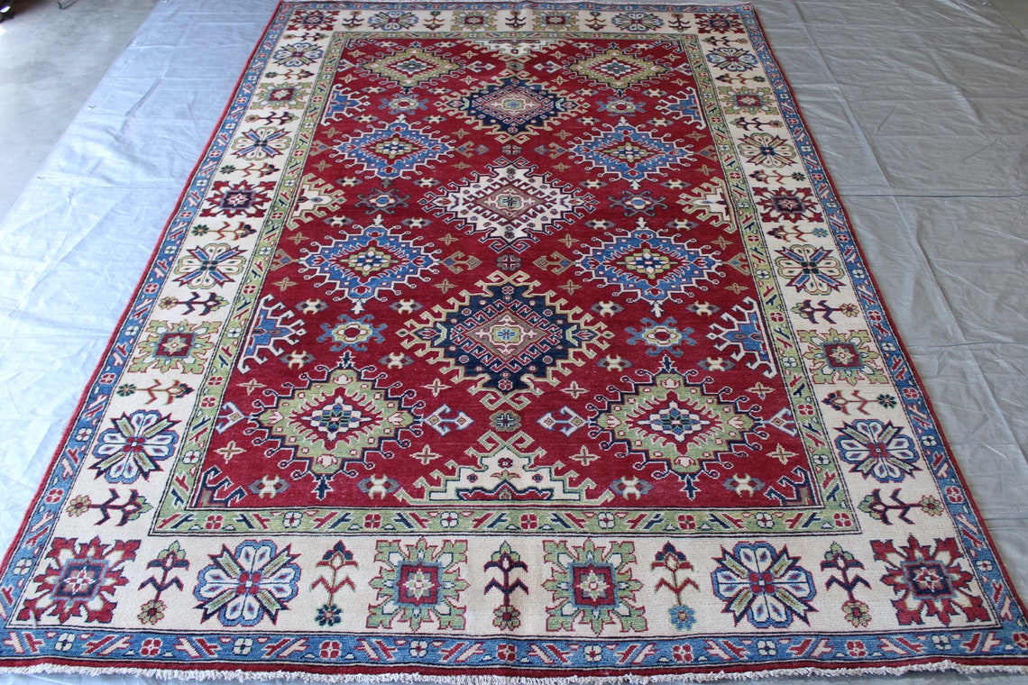 7x10 Roter Teppich Handgeknüpfter afghanischer Teppich | Etsy