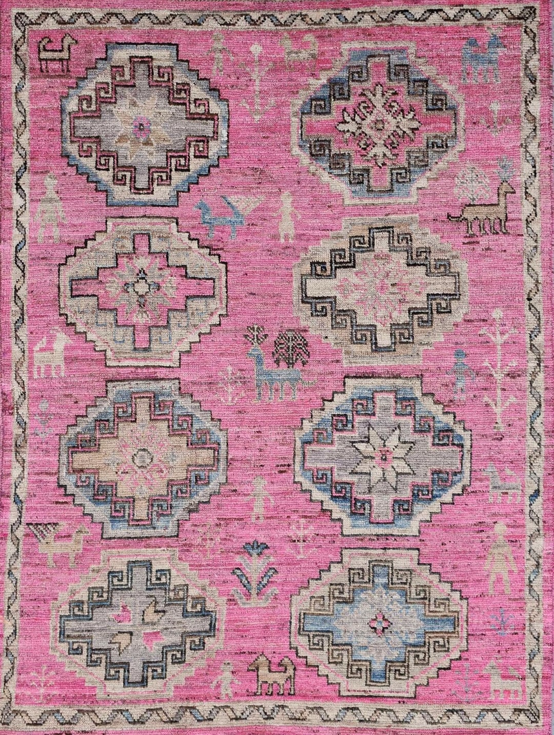 Pink Turkish Rug Pattern Pink Turkish Ushak Rug: 5x7 Hand-knotted Afghan Wool Rug - Etsy