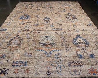 Tapis Oushak, 9 x 12 pi | Tapis marron | Tapis de salle à manger | Tapis de salon | Tapis de chambre à coucher | Tapis afghan noué à la main