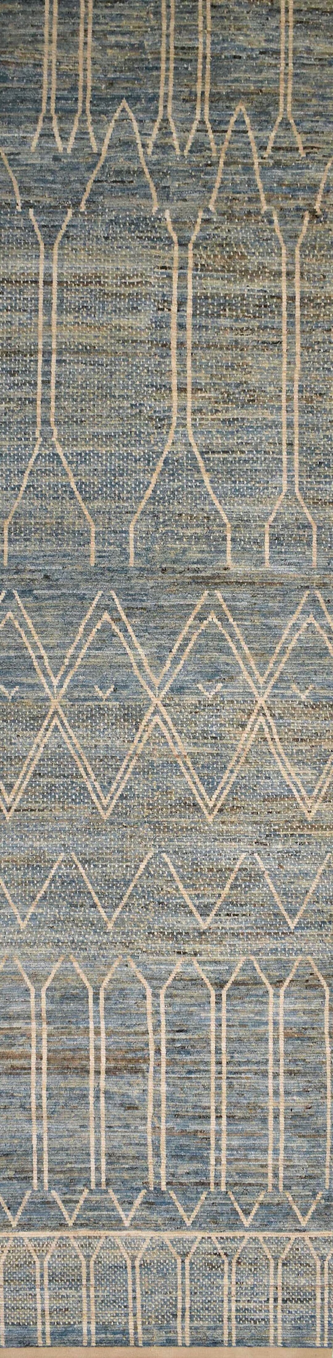 Blue Moroccan Runner Rug: Hand-knotted Afghan Wool, Berber Design - Etsy