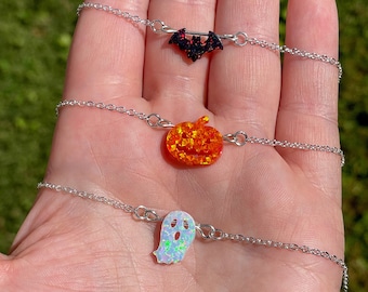 Opal Halloween Necklaces | Halloween Theme Jewelry | Fall Jewelry | Spooky Pendant