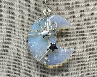 Moon Crystal Necklace | Opalite Necklace | Crystal Necklace | Celestial Jewelry | Moon Necklace