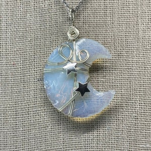 Moon Crystal Necklace | Opalite Necklace | Crystal Necklace | Celestial Jewelry | Moon Necklace