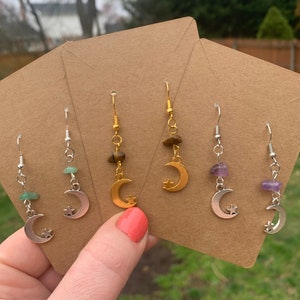 Crescent Moon Crystal Earrings | Moon Earrings | Crescent Moon Jewelry | Crystal Earrings | Celestial Earrings