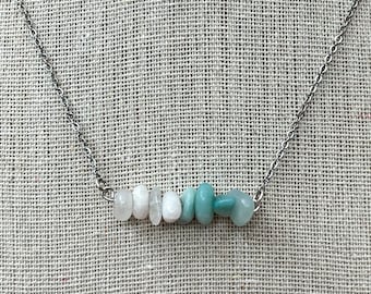 Gemstone Bar Necklace | Birthstone Necklace | Raw Crystal Jewelry | Dainty Crystal Necklace