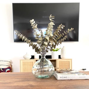 Medium Farm House Round Blue Tint Recycled Glass Vase Bottle